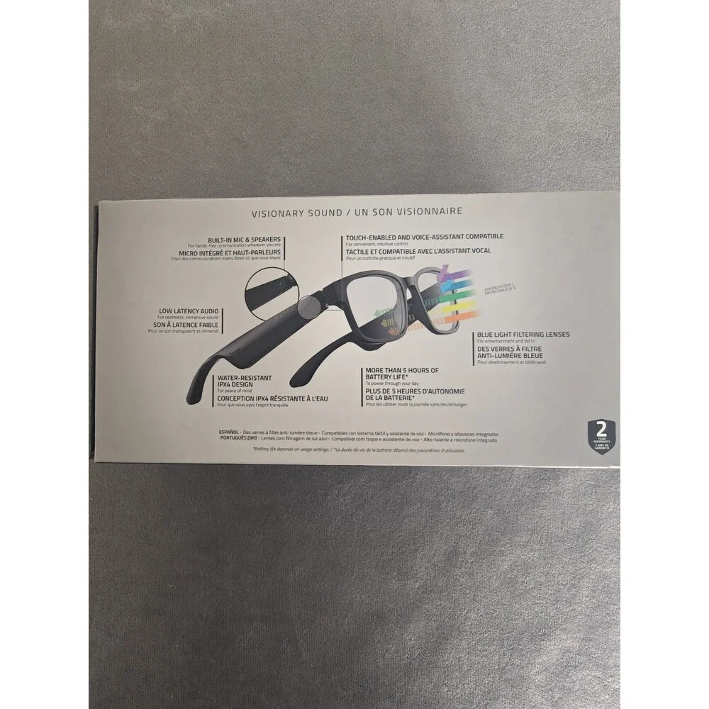 Razer Anzu Smart Glasses Bluetooth Audio Eyewear S/M w Box Tested